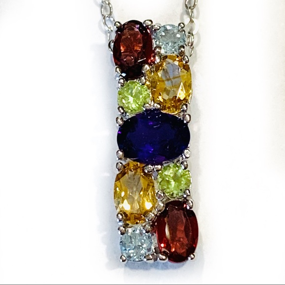 S/S 925 with multi gem pendant on 18" chain - Picture 3 of 10